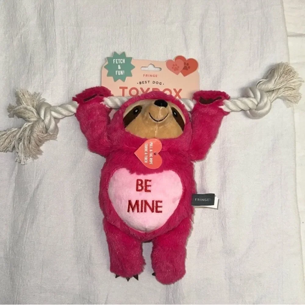 FRINGE Valentine’s Day Plush BE MINE Sloth Fetch & Fun Squeaky Dog Toy